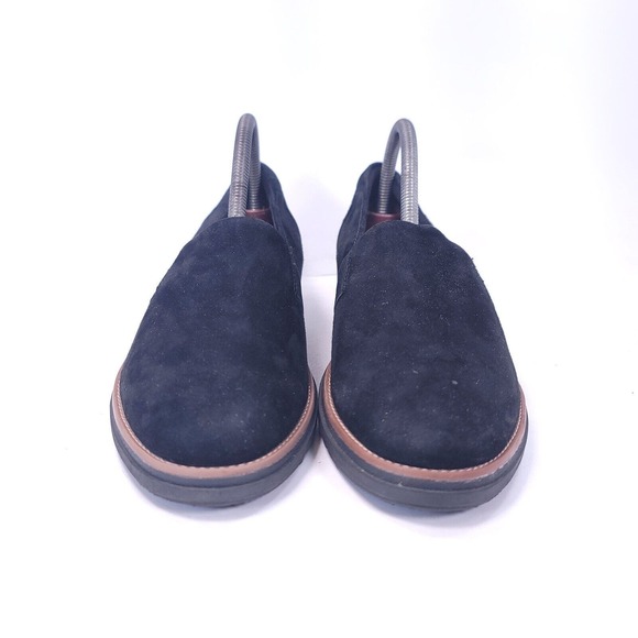 Clarks Sharon Tori Loafers Shoes 8 M Black Wedge Slip On Leather Suede - Picture 5 of 11